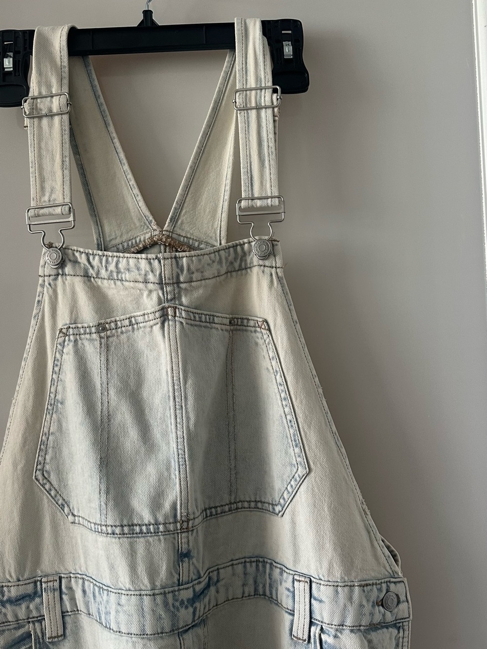 Women's Mid-Rise Baggy Overalls Light Blue Denim XL